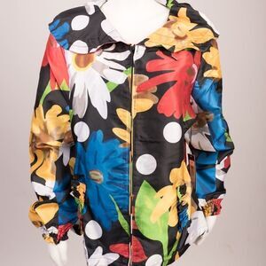 UBU Floral Daisy Windbreaker Jacket Polka Dot